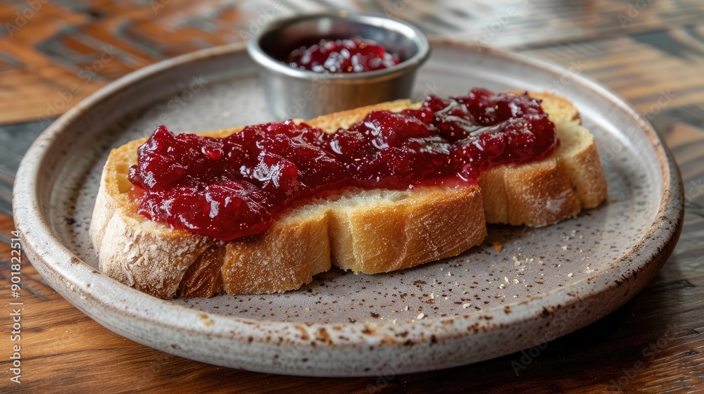 Toasted Sourdough White Bread Open Sandwich with Raspberry Jam Toasted Sourdough White Bread Open Sandwich with Raspberry Jam