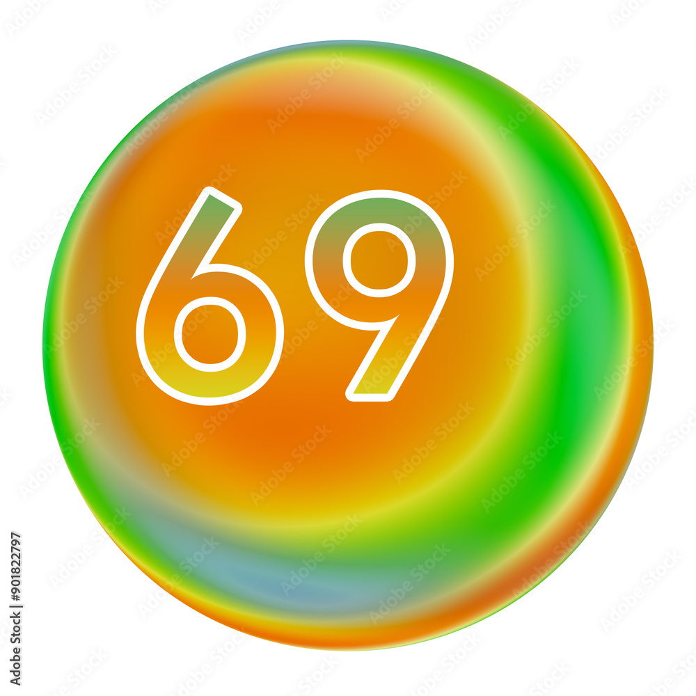 Obraz premium Colorful gradient sphere with number 69