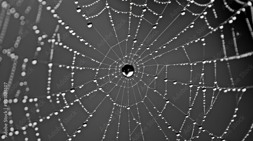 Fototapeta premium Raindrop adorned spider web