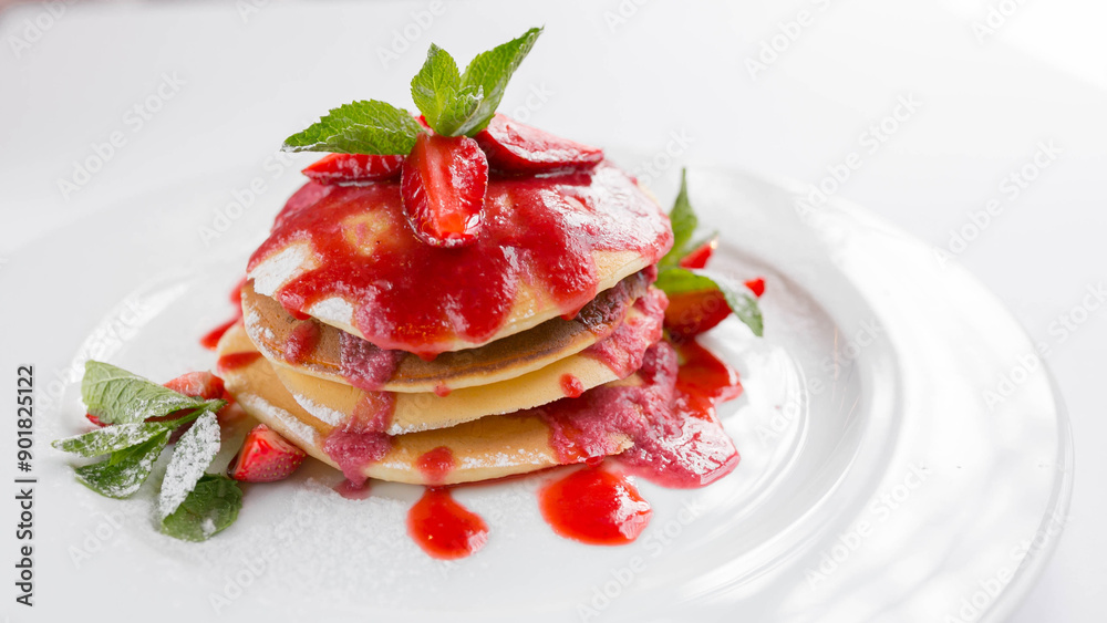 Delicious pancakes with strawberries Delicious pancakes with strawberries