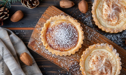 Mini Cream Pies With Cinnamon and Powdered Sugar