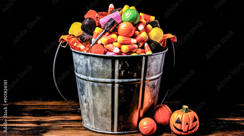 Naklejka premium A bowl of candy with a variety of colors and shapes.