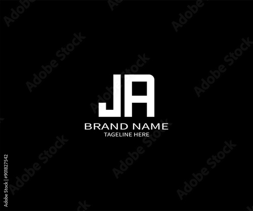 JA letter logo design on black background. JA creative initials letter logo concept. JA unique design photo