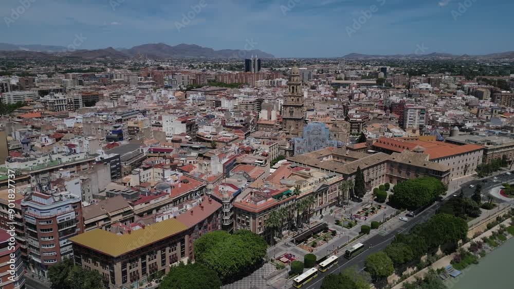 Murcia city centre and Segura river aerial panoramic view. Murcia city centre and Segura river aerial panoramic view.