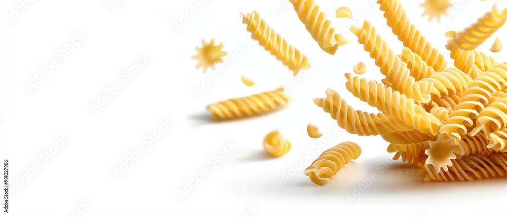 A close up of pasta with a white background A close up of pasta with a white background