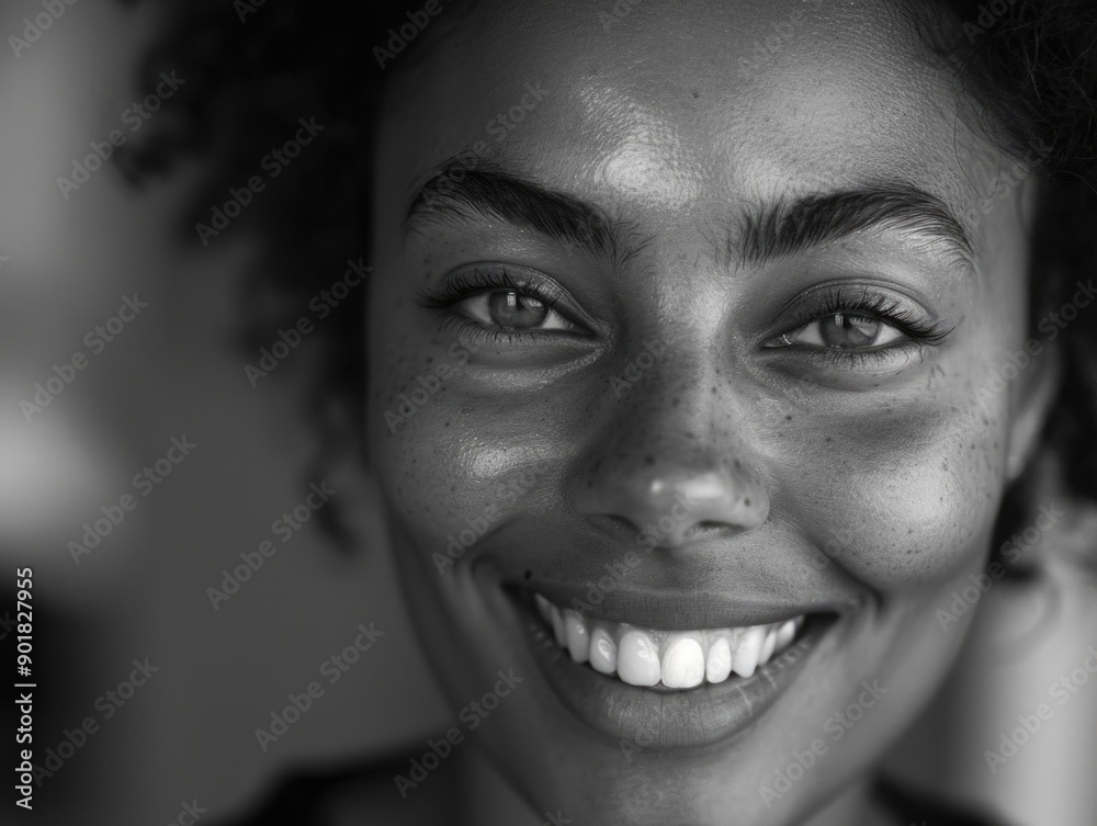Close-up of a smiling woman, perfect for various uses Close-up of a smiling woman, perfect for various uses