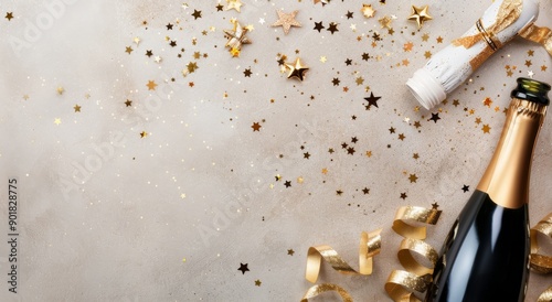Champagne Toast With Gold Confetti