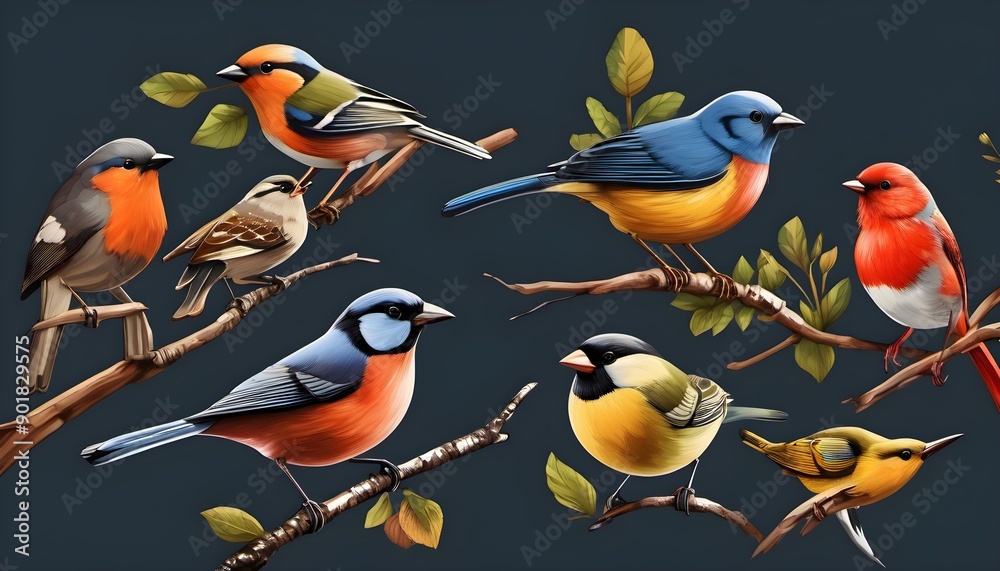 Garden Birds on a plain background Garden Birds on a plain background