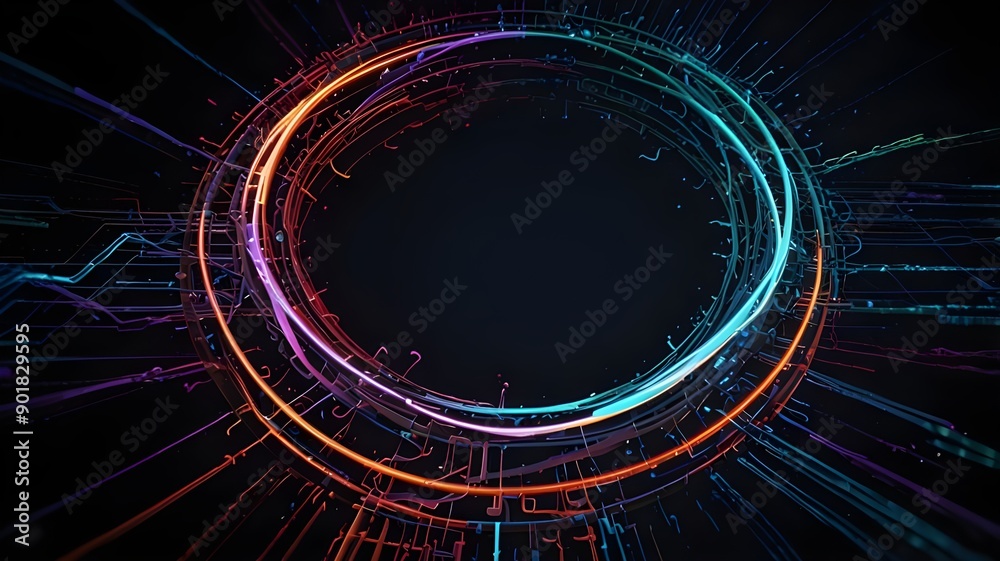 Neural network, close-up, circle Neural network, close-up, circle