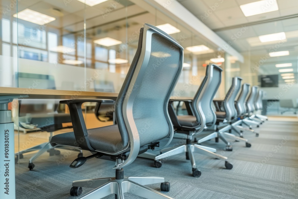 Sleek conference room with ergonomic chairs large windows and minimalist design perfect for professional meetings Sleek conference room with ergonomic chairs large windows and minimalist design perfect for professional meetings
