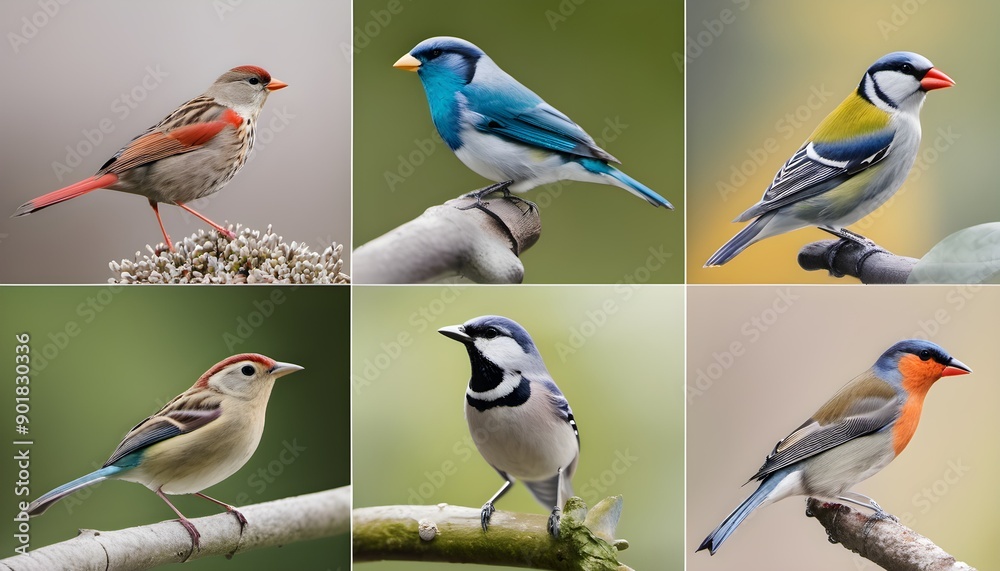 Garden Birds on a plain background Garden Birds on a plain background