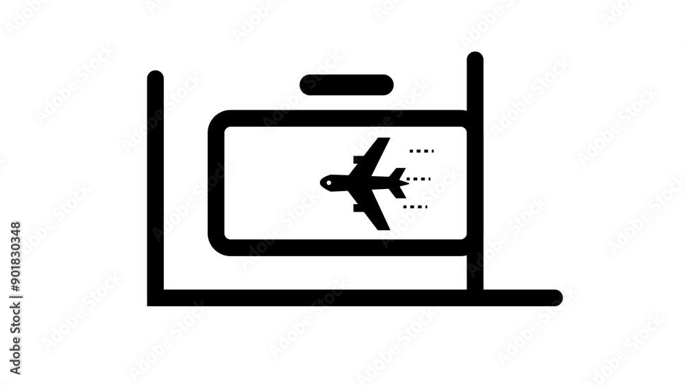 Versatile Airplane Travel Icon Animation with Seamless Transitions – Ideal for Travel Agencies, Adventure Content, and Vacation Promotions – High-Quality Motion Graphics with black line art Versatile Airplane Travel Icon Animation with Seamless Transitions – Ideal for Travel Agencies, Adventure Content, and Vacation Promotions – High-Quality Motion Graphics with black line art