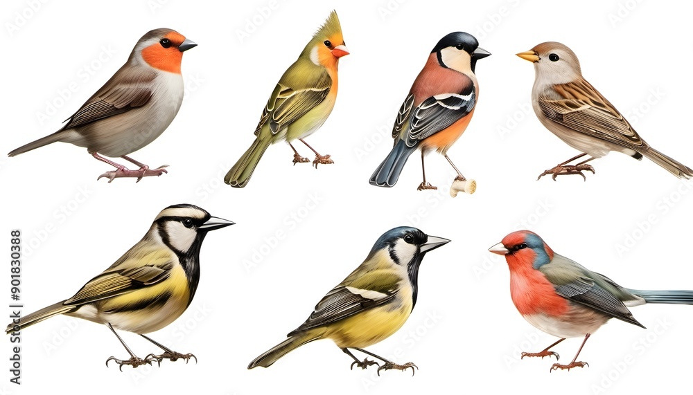 Garden Birds on a plain background Garden Birds on a plain background