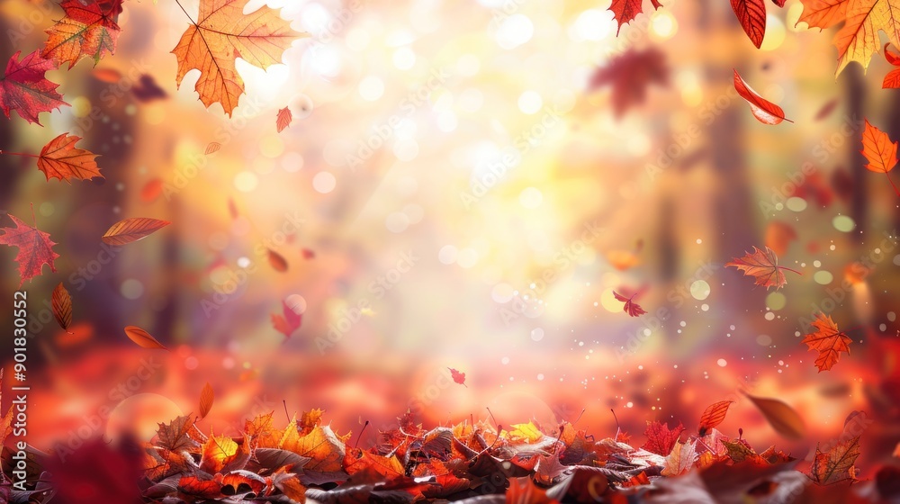 Autumn leaves falling with a blurred background. Autumn leaves falling with a blurred background.