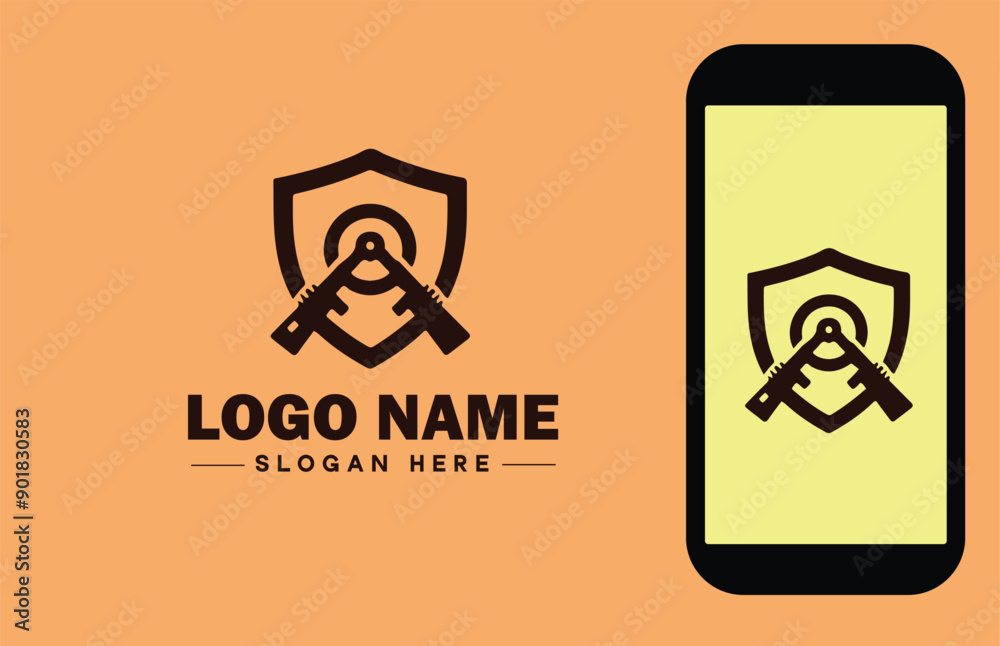 Security company icon Security firm Security agency Security service flat logo sign symbol editable vector Security company icon Security firm Security agency Security service flat logo sign symbol editable vector