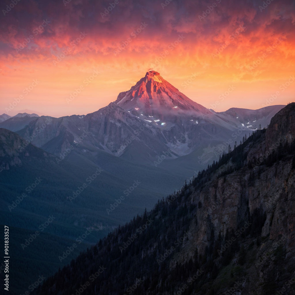 Fototapeta premium mountain peak sunset