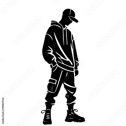 Tableau sur toile Street Style Silhouette of a Young