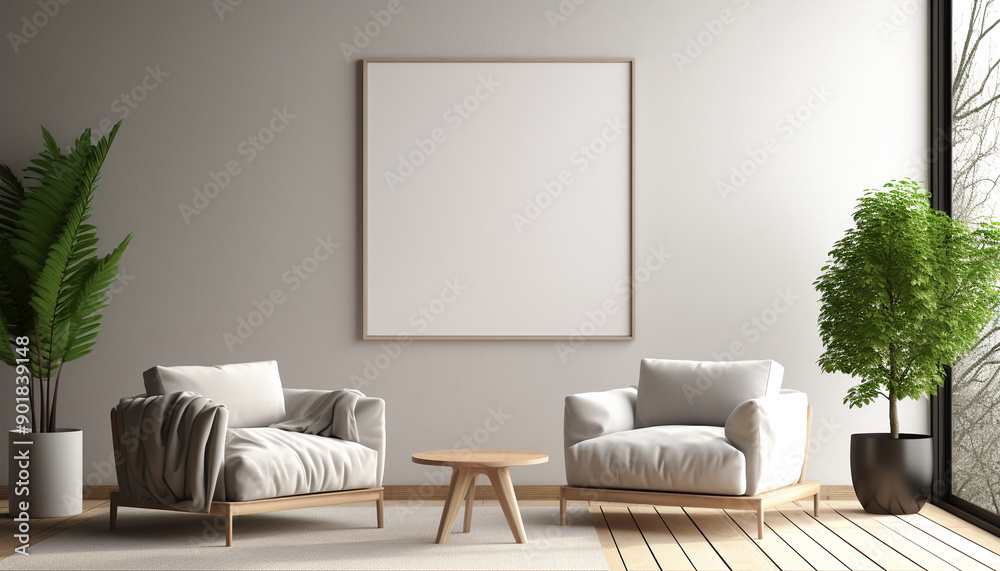 Fototapeta premium Modern Interior Design Style with empty frame