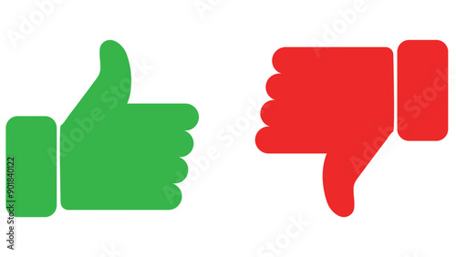 thumb up and down button green and red vector