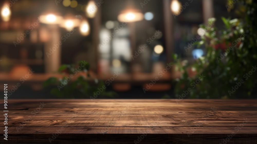 Wooden Table in a Cozy, Warm Bar Setting Wooden Table in a Cozy, Warm Bar Setting