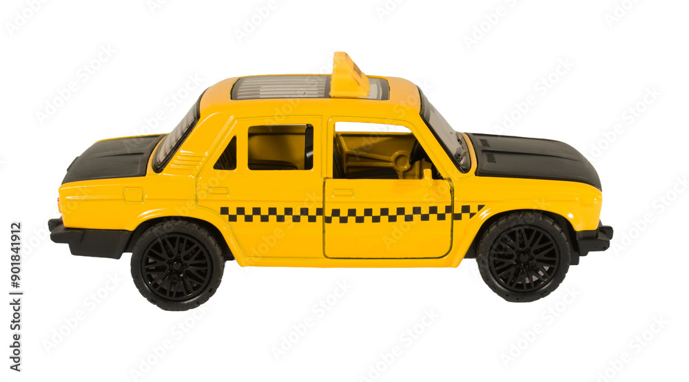 Yellow taxi car isolated on a blank background cutout. Yellow taxi car isolated on a blank background cutout.
