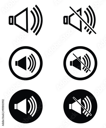 Speaker icon set vector illustration UI speaker sound sign