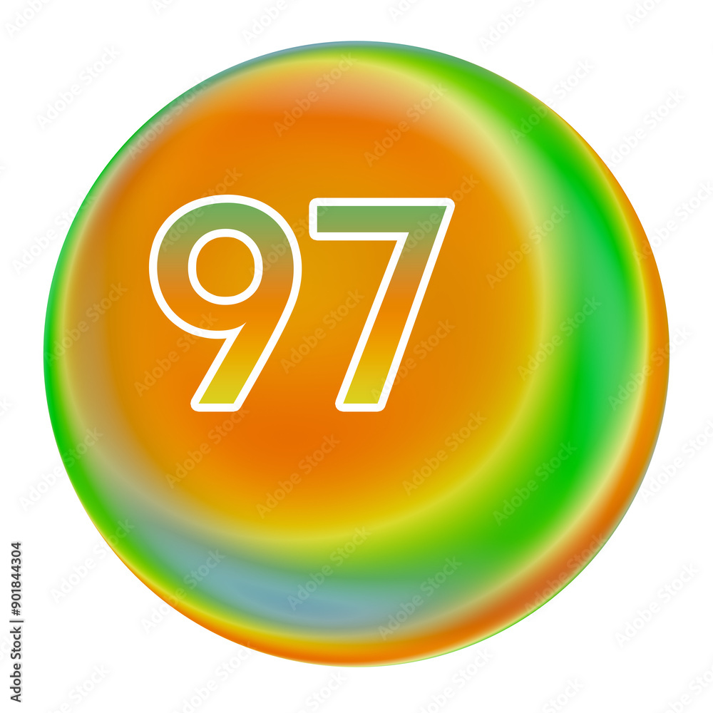 Colorful gradient sphere with number 97 Colorful gradient sphere with number 97