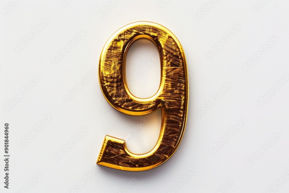 the number 9 in gold on a white background the number 9 in gold on a white background