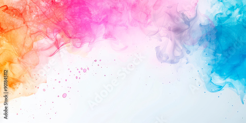 Colorful watercolor abstract background with vibrant hues of pink, orange, and blue blending seamlessly. Ideal for creative projects, advertisements, and social media posts. Perfect for seasonal promo © AI ART WORLD
