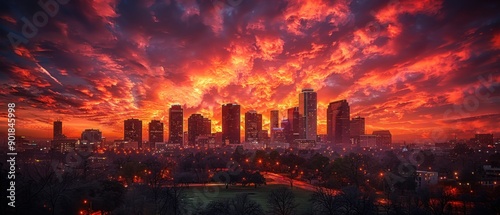 Vibrant Cityscape at Night with Glowing Lights photo