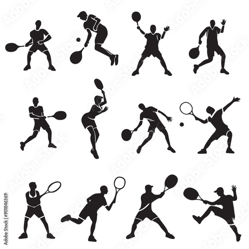 Vector set of a human playing Badminton & Tennis photo