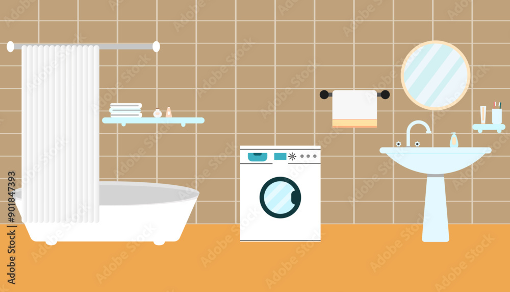 bathroom interior furniture decoration, vector design bathroom interior furniture decoration, vector design