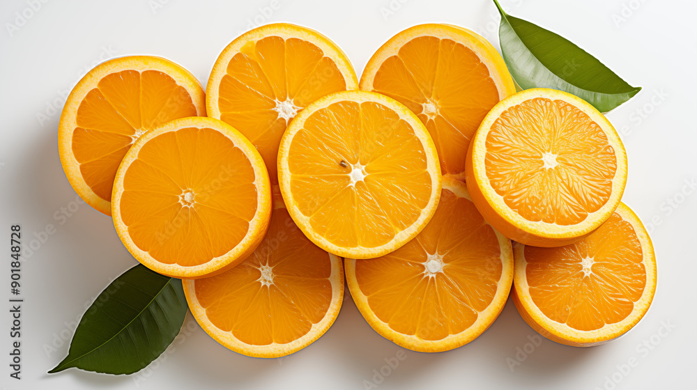 Fototapeta premium Oranges on White Background, Abstract Image, Texture, Pattern Background, Wallpaper, Cover and Screen of Smartphone, Cell Phone, Computer, Laptop, 9:16 and 16:9 Format