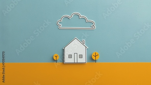 Divinely Protected Minimalist House, Halo of Faith Line Drawing Concept