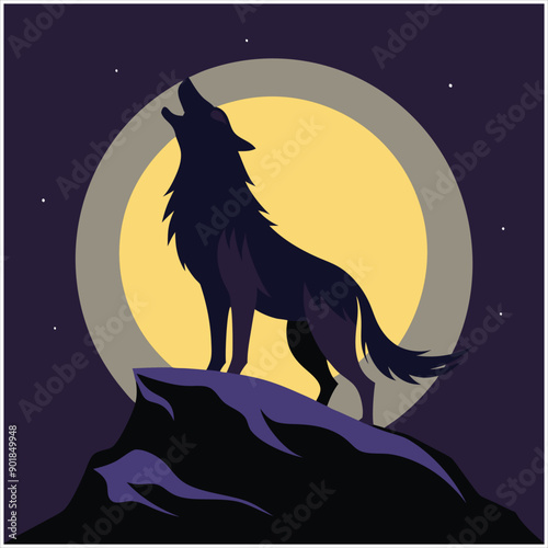 wolf howling at the moon