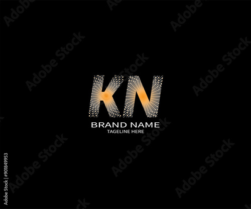 KN letter logo design on black background. KN creative initials letter logo concept. KN unique design