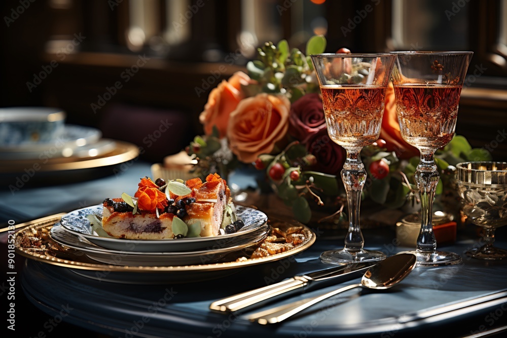 Elegant table setting with candles in restaurant. Selective focus. Romantic dinner setting with candles on table in restaurant.
Elegant table setting with candles in restaurant. Selective focus. Romantic dinner setting with candles on table in restaurant.