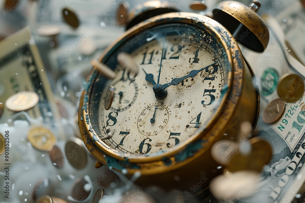 concept of time and clock ,The universe intertwined several timelines, a multiverse in creative style , a multiverse