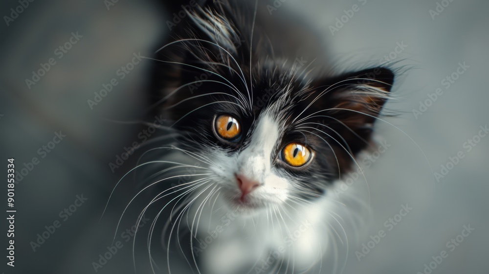 The charming black-white kitten The charming black-white kitten
