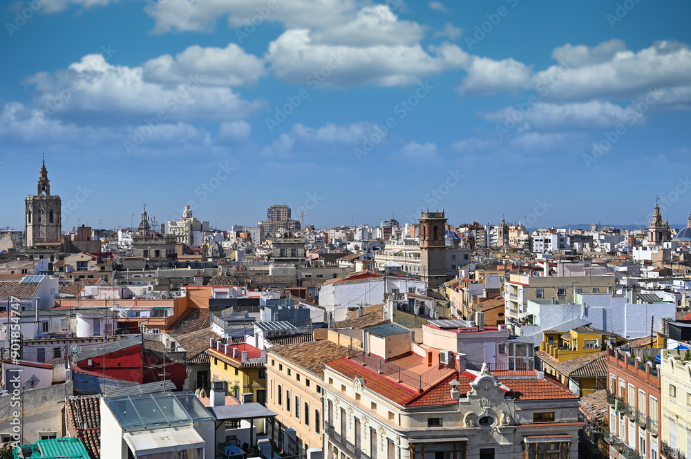 Church towers and old buildings cityscape in Valencia Spain Church towers and old buildings cityscape in Valencia Spain
