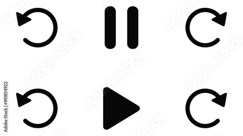 Play and pause button video player ui design with skip button forward and backward