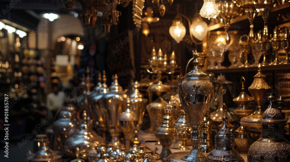 A collection of silver vases placed neatly on a table A collection of silver vases placed neatly on a table