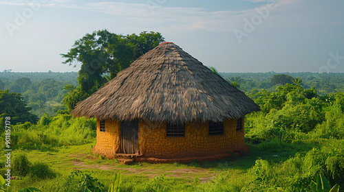 A traditional african hut in beautiful greenery