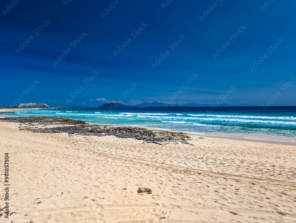 Aerial view of Dunas de Corralejo beach in Fuerteventura, Canary Island Aerial view of Dunas de Corralejo beach in Fuerteventura, Canary Island