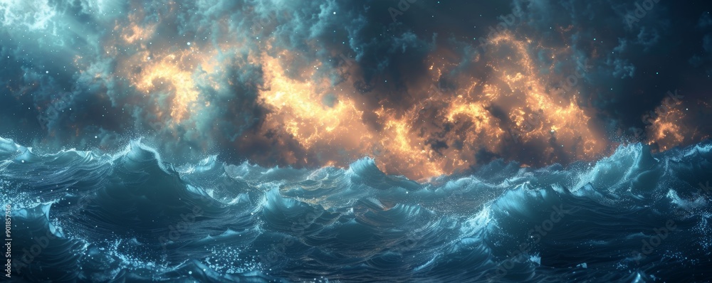 Surreal Ocean Dreamscape with Fiery Sky - A Dream Beyond Imagination Captured in a Stunning Visual Masterpiece Surreal Ocean Dreamscape with Fiery Sky - A Dream Beyond Imagination Captured in a Stunning Visual Masterpiece