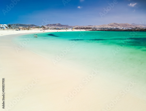 View of the beautiful Playa Chica Beach, El Cotillo - Fuerteventura, Canary Islands