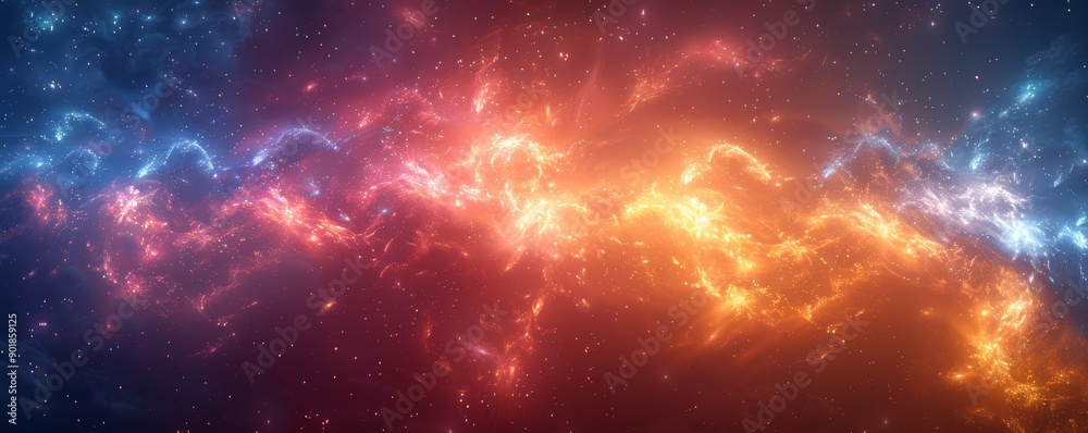 Fototapeta premium Ethereal Cosmic Dreamscape: A Surreal Journey Beyond Imagination in Vibrant Nebulae and Starry Skies