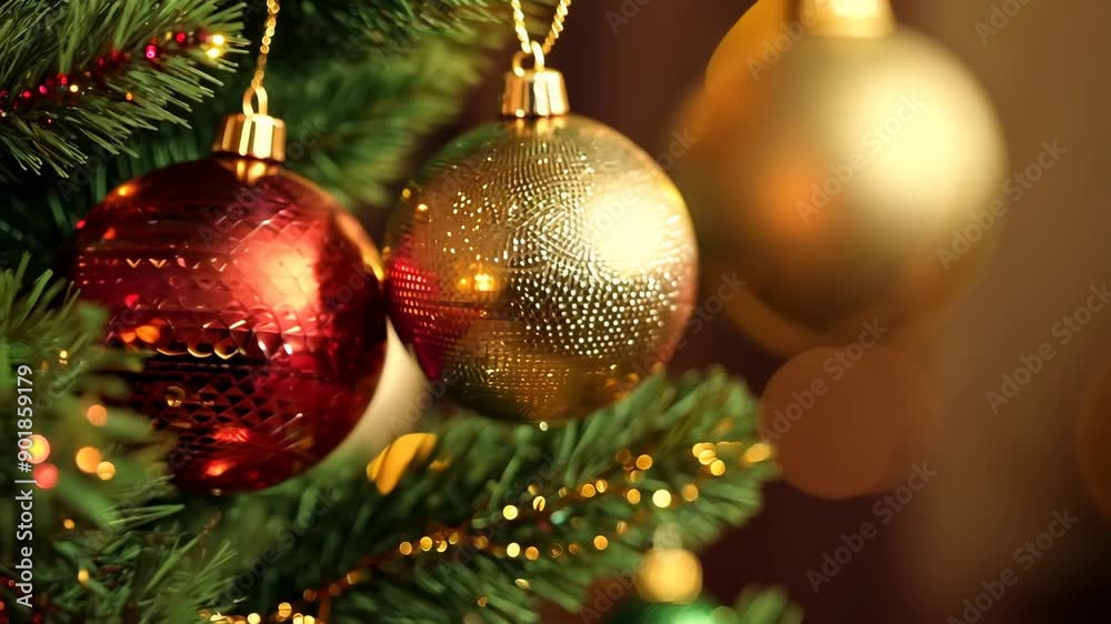 Close Up Christmas Ornaments on a Christmas Tree Close Up Christmas Ornaments on a Christmas Tree