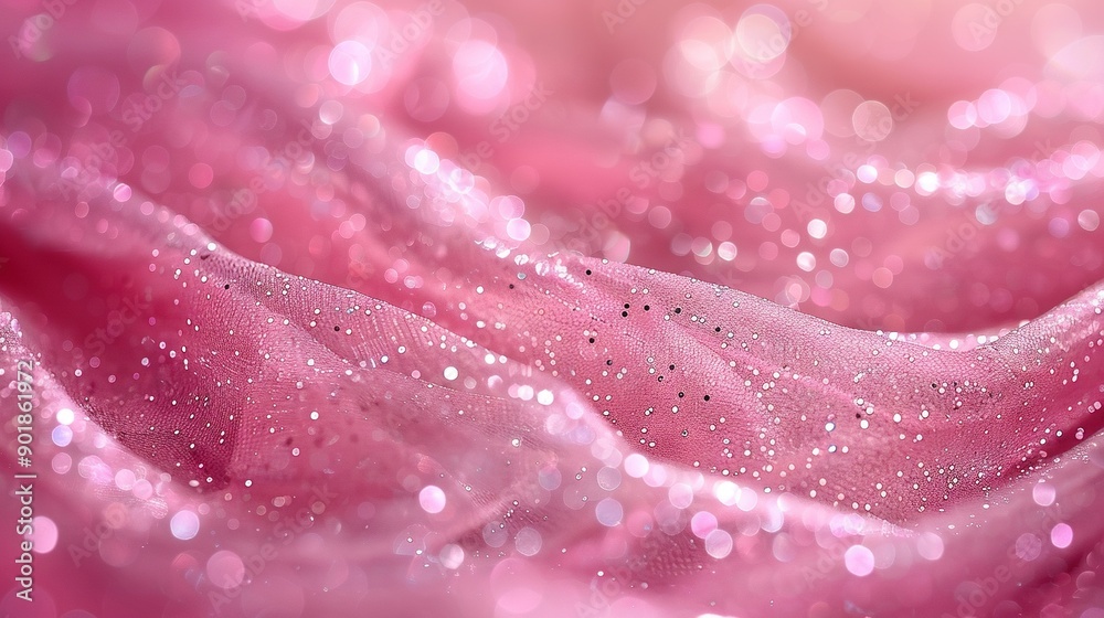 A macro shot of a pink fabric with numerous water droplets dotted on it A macro shot of a pink fabric with numerous water droplets dotted on it