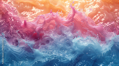 Abstract background with multi color water waves